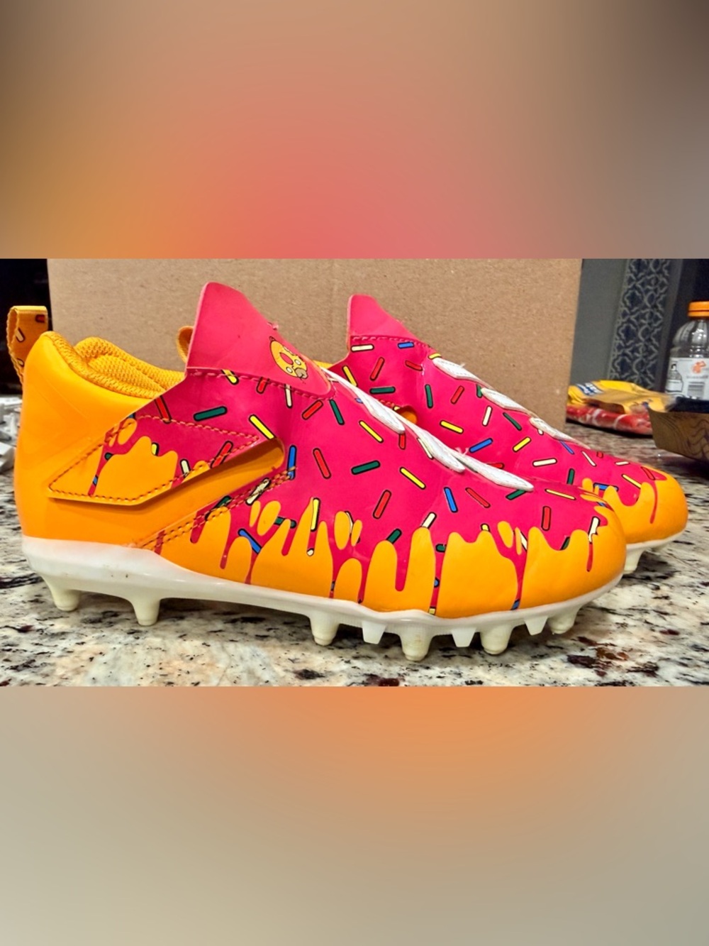 The Simpsons x Adidas Freak Spark J “Donut” Cleats Size 1 - Picture 12 of 13